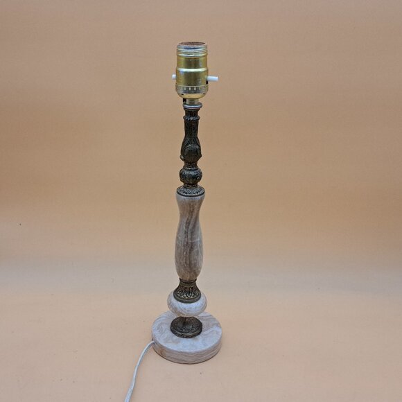 Vintage Brass & Marble Table Lamp - Picture 4 of 11